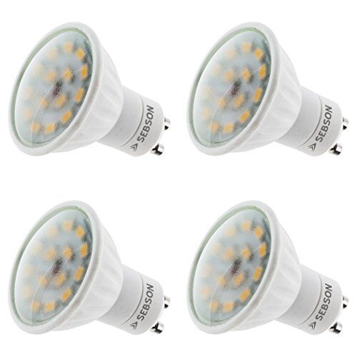 SEBSON ® 4 x GU10 5W Lampadina LED (pari a 35W), 380 lumen, bianco caldo, LED SMD, angolo di diffusione di 110°
