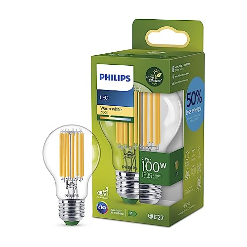 Philips LED Lampadine Goccia a Filamento Classe A, 100W, E27, Luce Bianca Calda, Non Dimmerabile