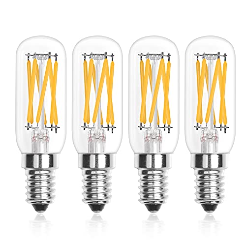 Bonlux Lampada E14 T25 6W LED Bianco Caldo 2700K, Dimmerabile, Lampadina Edison E14 60W, 600lm, AC 220V, E14 Filamento LED Piccola per Cappa da Cucina, Set di 4