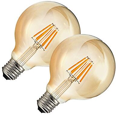 OUGEER 2 pezzi LED Lampadina Vintage Edison Lampadina E27 G80 Globo Lampadina a Risparmio Energetico AC 220-240V 6W Sostituisce Non Dimmable 60W, Bianco caldo 2300K 600lm