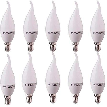 V-TAC SD SHOP 10 LAMPADINE LED E14 FIAMMA 5,5W 40 W  BULB LAMPADINA LAMPADA COLPO DI VENTO (Bianco Naturale)