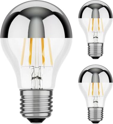 ledscom.de 3 pezzi E27 lampadina LED, A60, bianco (3900 K), 6,6 W, 646lm, specchio frontale (argento)