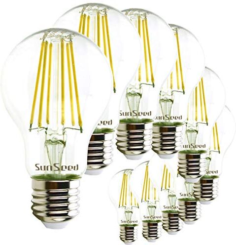 SUNSEED 10x Lampadina E27 Filamento LED 9W Goccia A60 1200 Lumen Luce Naturale 4000K