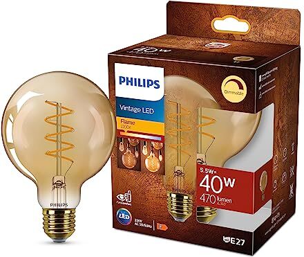 Philips LED Vintage Lampadina Ambrata, 40W, E27, Luce Bianca Calda, Dimmerabile