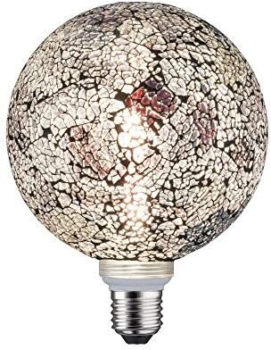 Paulmann LED Miracle Mosaic G125 Globe lampadina dimmerabile da 5 Watt nero luce efficiente bianco caldo 2700 K E27 W, 1 Stück (1er Pack)