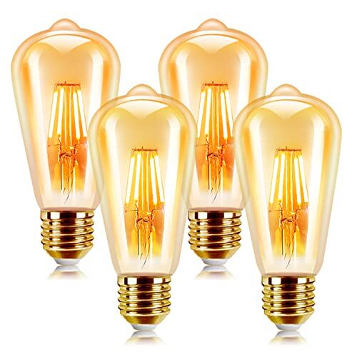 EXTRASTAR LED Lampadina Vintage Edison 6W E27 2200K Edison lampadina Vintage Retro Stile Lampadine Decorativo luce filamento della lampadina (4 pezzi)