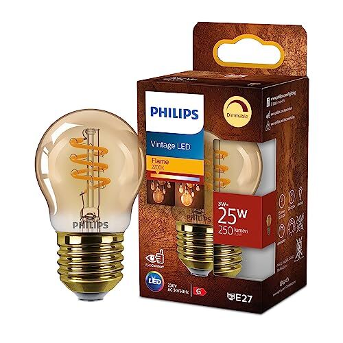 Philips LED Vintage Lampadina Ambrata, 25W, E27, Luce Bianca Calda, Dimmerabile