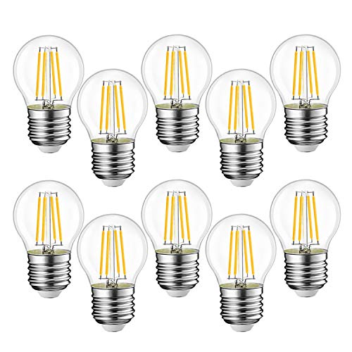 EXTRASTAR Filamento LED E27, 4W Equivalenti a 40W, 400Lm, Luce Calda,G45 Stile Vintage, Non Dimmerabile, Confezione da 10 Pezzi