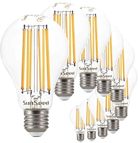 SUNSEED 10x Lampadina E27 Filamento LED 13W Goccia A66 1800 Lm Luce Calda 2700K