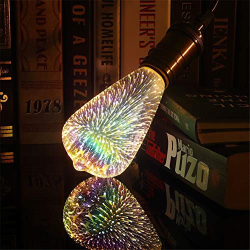 YWBL-WH Lampadina a LED con Fuochi D'artificio 3D, Lampadine a LED Effetto Fuochi D'artificio 3D 4W E27 Lampada a LED con Fuochi D'artificio Lampadina Decorativa Colorata Vintage, (605)