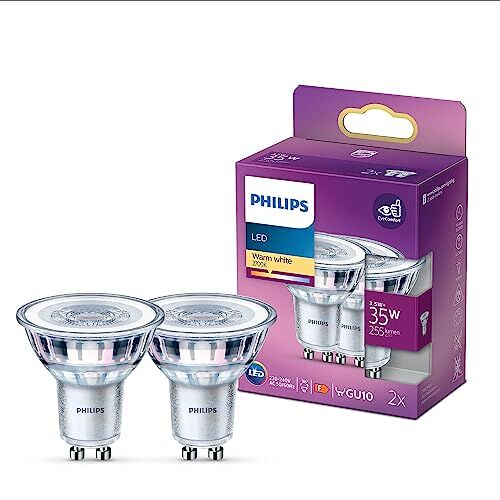 Philips , Faretto, 2 pz, equivalente a 35W, attacco GU10, Luce Bianca Calda