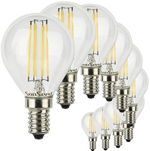 SUNSEED 10x Lampadina E14 Filamento LED 4W Sfera G45 470 Lm Luce Naturale 4000K