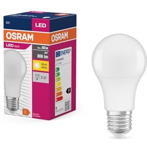 OSRAM Lampada LED a stella a LED Classic LED A60 per socket E27, forma della pera, fr, 806 lumen, bianco caldo, 2700k, sostituzione per lampadine da 60w convenzionali, non dimmerabile, 10 pacchetti OSRAM Lampada LED a stella a LED Classic LED A60 per socket E27, forma della pera, fr, 806 lumen, bianco caldo, 2700k, sostituzione per lampadine da 60w convenzionali, non dimmerabile, 10 pacchetti