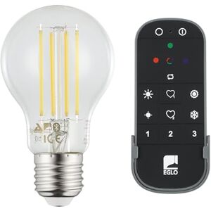 Eglo connect.z Smart Home-Set, 2x lampadine Led E27, A60, con telecomando, ZigBee, app e controllo vocale, dimmerabile, design vintage, 806 lumen e 6 W ciascuna, chiare in bianco neutro Eglo connect.z Smart Home-Set, 2x lampadine Led E27, A60, con telecomando, ZigBee, app e controllo vocale, dimmerabile, design vintage, 806 lumen e 6 W ciascuna, chiare in bianco neutro