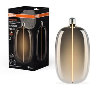 OSRAM Vintage 1906 Big Elipse Oval è una lampada LED dimmerabile con un filamento a forma di ellisse. Offre 4,8 W per 100 lm, attacco E27, design fumé, diametro 145 mm, resa cromatica CRI 80, 1800 K. OSRAM Vintage 1906 Big Elipse Oval è una lampada LED dimmerabile con un filamento a forma di ellisse. Offre 4,8 W per 100 lm, attacco E27, design fumé, diametro 145 mm, resa cromatica CRI 80, 1800 K.
