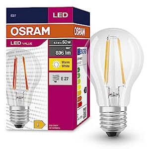 OSRAM Valore a stella a LED Classic LED A60 per presa E27, forma di pera, fil, lumens 806, bianco caldo, 2700k, sostituzione per lampadine da 60w convenzionali, non dimmerabile, 10 pacchetti OSRAM Valore a stella a LED Classic LED A60 per presa E27, forma di pera, fil, lumens 806, bianco caldo, 2700k, sostituzione per lampadine da 60w convenzionali, non dimmerabile, 10 pacchetti