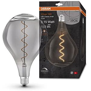 OSRAM Lampada LED Vintage 1906 vetro fumé, 4,5W, 150lm, forma a grande uva con diametro 168mm e attacco E27, luce bianca calda, filamento dimmerabile, durata fino a 15.000 ore OSRAM Lampada LED Vintage 1906 vetro fumé, 4,5W, 150lm, forma a grande uva con diametro 168mm e attacco E27, luce bianca calda, filamento dimmerabile, durata fino a 15.000 ore