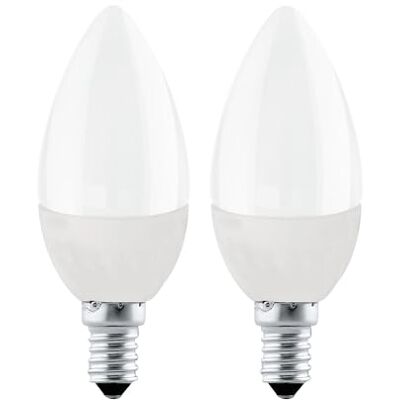 Eglo – Set di 2 lampadine LED fiamma E14, 3000 K, 4 W, 320 Lumen, Bianco Caldo Eglo – Set di 2 lampadine LED fiamma E14, 3000 K, 4 W, 320 Lumen, Bianco Caldo