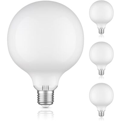 ledscom.de 4x lampadina LED E27, G125, bianco caldo (2700 K), 4 W, 550lm, vetro satinato extra opaco ledscom.de 4x lampadina LED E27, G125, bianco caldo (2700 K), 4 W, 550lm, vetro satinato extra opaco