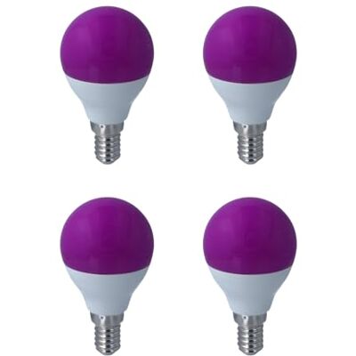 LEDLUX 4 Pezzo Lampadina Led E14 Viola, 4W=35W 220V, Forma Globo G45, Per Decorazione Feste LEDLUX 4 Pezzo Lampadina Led E14 Viola, 4W=35W 220V, Forma Globo G45, Per Decorazione Feste
