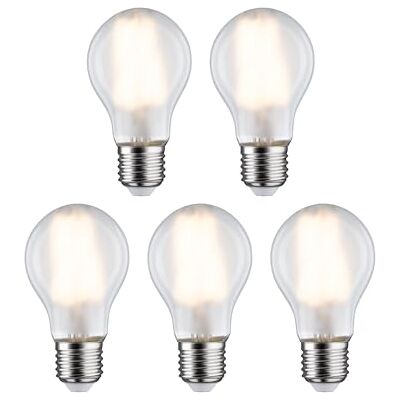 Paulmann Lampadina a filamento LED 230V bulbo E27 confezione da 5 5x7W 5x806lm 60mm opaco vetro 2700K bianco caldo Paulmann Lampadina a filamento LED 230V bulbo E27 confezione da 5 5x7W 5x806lm 60mm opaco vetro 2700K bianco caldo