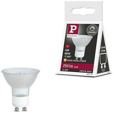 Paulmann Led Riflettore Maxi Flood 3.5 W Gu10 230 V Dimmerabile 2700 K 28536, Vetro, 3.5 W, Soft Opal, 5.2 x 5.1 x 5.2 cm Paulmann Led Riflettore Maxi Flood 3.5 W Gu10 230 V Dimmerabile 2700 K 28536, Vetro, 3.5 W, Soft Opal, 5.2 x 5.1 x 5.2 cm