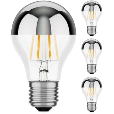 ledscom.de 4x E27 lampadina LED, A60, bianco caldo (2700 K), 6 W, 667lm, specchio frontale (argento) ledscom.de 4x E27 lampadina LED, A60, bianco caldo (2700 K), 6 W, 667lm, specchio frontale (argento)