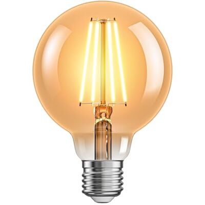 ledscom.de Lampadina LED E27, G95, bianco extra caldo (2500 K), 7,3 W, 818lm, dimmer a 3 livelli, colore oro ledscom.de Lampadina LED E27, G95, bianco extra caldo (2500 K), 7,3 W, 818lm, dimmer a 3 livelli, colore oro