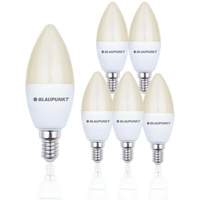 Blaupunkt E14 a candela 7W 595 lumen 2700K Bianco Caldo, Confezione da 6 IRC elevato, Piena luminosità immediata, Nessun preriscaldamento, Garanzia 3 anni, Forma C35 – per lampadari e sospensioni Blaupunkt E14 a candela 7W 595 lumen 2700K Bianco Caldo, Confezione da 6 IRC elevato, Piena luminosità immediata, Nessun preriscaldamento, Garanzia 3 anni, Forma C35 – per lampadari e sospensioni