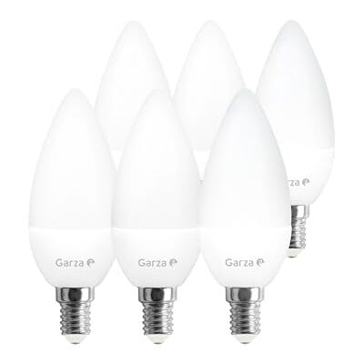 Garza Confezione da 6 Lampadine LED a Candela C37, SMD, Attacco E14, Luce calda (3000k), 12W, 470 Lumen, Angolo di illuminazione di 220°, IRC 80, Pack 2+1 Garza Confezione da 6 Lampadine LED a Candela C37, SMD, Attacco E14, Luce calda (3000k), 12W, 470 Lumen, Angolo di illuminazione di 220°, IRC 80, Pack 2+1