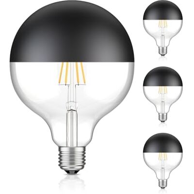 ledscom.de 4x lampadina LED E27, G125, bianco caldo (2700 K), 6,7 W, 660lm, specchio frontale (nero) ledscom.de 4x lampadina LED E27, G125, bianco caldo (2700 K), 6,7 W, 660lm, specchio frontale (nero)