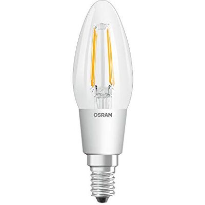 OSRAM LED SUPERSTAR CLASSIC B GLOWdim Pacco da 4 x Lampadina LED, Attacco: E14, Bianca Calda, 2700 K, 5 W, Equivalenti a 40 W, LED Retrofit CLASSIC P DIM, Chiaro, Taglia Unica OSRAM LED SUPERSTAR CLASSIC B GLOWdim Pacco da 4 x Lampadina LED, Attacco: E14, Bianca Calda, 2700 K, 5 W, Equivalenti a 40 W, LED Retrofit CLASSIC P DIM, Chiaro, Taglia Unica