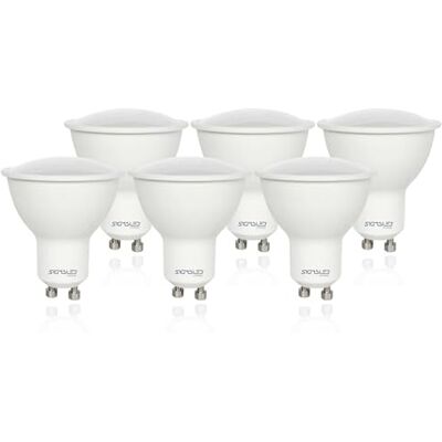 Sigmaled lighting Faretto LED GU10 5W (equivalente 40W), Luce bianca CALDA 2800K, 450 lumen, Spot led GU10, 50x57mm angolo 100°, NON DIMMERABILE, PACK 6 pezzi Sigmaled lighting Faretto LED GU10 5W (equivalente 40W), Luce bianca CALDA 2800K, 450 lumen, Spot led GU10, 50x57mm angolo 100°, NON DIMMERABILE, PACK 6 pezzi