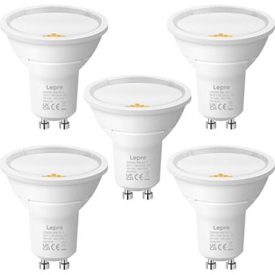 Lepro Lampadina LED GU10 Classe A 2700K 590lm 5Pz Classe A con luce calda 2700K, consumo ridotto e fascio ampio 100° per illuminazione domestica Lepro Lampadina LED GU10 Classe A 2700K 590lm 5Pz Classe A con luce calda 2700K, consumo ridotto e fascio ampio 100° per illuminazione domestica