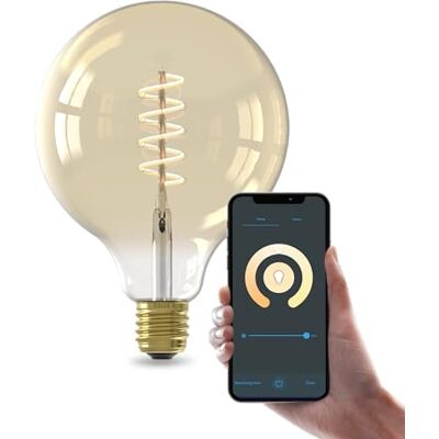 CALEX Lampadina LED Smart, E27, G125, Filamento Oro, luce calda, Dimmerabile, controllo app Wi-Fi & vocale CALEX Lampadina LED Smart, E27, G125, Filamento Oro, luce calda, Dimmerabile, controllo app Wi-Fi & vocale