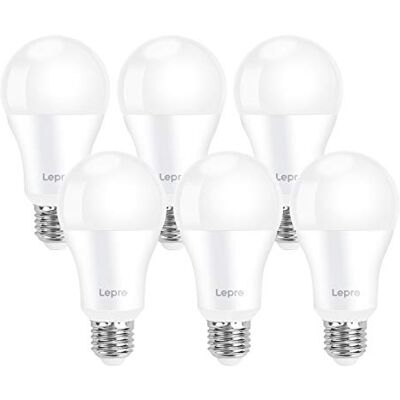 Lepro Lampadine LED E27 A60 1521LM, 13W ≈ 100W, 6500K, Angolo 180°, 6pcs Non Dimmable, CRI>80, LED Lampadina Super Luminosa, Nessuno Sfarfallio, Risparmio Energetico Superiore al 87% Lepro Lampadine LED E27 A60 1521LM, 13W ≈ 100W, 6500K, Angolo 180°, 6pcs Non Dimmable, CRI>80, LED Lampadina Super Luminosa, Nessuno Sfarfallio, Risparmio Energetico Superiore al 87%