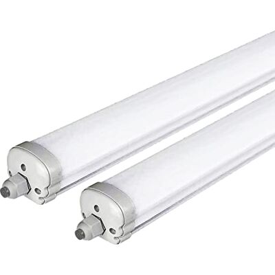 Zone Set di lampade a LED per ambienti umidi, 150 cm, 4000 K, bianco 5760 lm, sostituisce 250 W, CRI superiore a 80, grado di protezione IP65, per cantina, garage e officina Zone Set di lampade a LED per ambienti umidi, 150 cm, 4000 K, bianco 5760 lm, sostituisce 250 W, CRI superiore a 80, grado di protezione IP65, per cantina, garage e officina