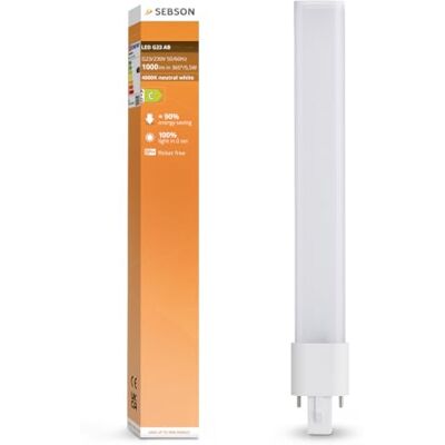 SEBSON Lampada LED G23 5W, sostituisce Lampada CFL compatta 11W compatibile con Dulux S & PL-S, Attacco 2 Pin, 4000K 1000lm, 230V AC & CCG, Set da 4 SEBSON Lampada LED G23 5W, sostituisce Lampada CFL compatta 11W compatibile con Dulux S & PL-S, Attacco 2 Pin, 4000K 1000lm, 230V AC & CCG, Set da 4