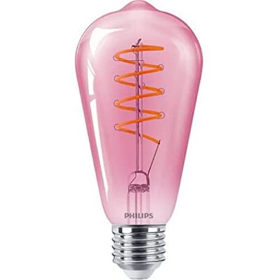 Philips LED Lampadina LED Edison Filamento Rosa, Equivalente a 25W, Attacco E27, Luce Bianca Calda, Dimmerabile Philips LED Lampadina LED Edison Filamento Rosa, Equivalente a 25W, Attacco E27, Luce Bianca Calda, Dimmerabile
