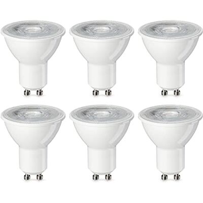 Amazon Basics Confezione da 6 faretti LED GU10, 4.7 W (equivalente a 50 W), luce bianca calda, non dimmerabili Amazon Basics Confezione da 6 faretti LED GU10, 4.7 W (equivalente a 50 W), luce bianca calda, non dimmerabili