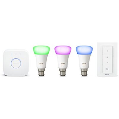Philips White and Color Ambiance Starter Kit 2 Lampadine Smart, Attacco a Baionetta B22, Luce Bianca e Colorata Dimmerabile, 9W, Hue Bridge e Telecomando Smart Button inclusi, Bluetooth Philips White and Color Ambiance Starter Kit 2 Lampadine Smart, Attacco a Baionetta B22, Luce Bianca e Colorata Dimmerabile, 9W, Hue Bridge e Telecomando Smart Button inclusi, Bluetooth