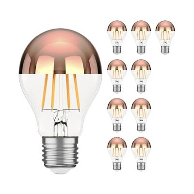 ledscom.de 10x lampadina LED E27, A60, bianco caldo (2600 K), 7,5 W, 839lm, specchio frontale (oro rosa) ledscom.de 10x lampadina LED E27, A60, bianco caldo (2600 K), 7,5 W, 839lm, specchio frontale (oro rosa)