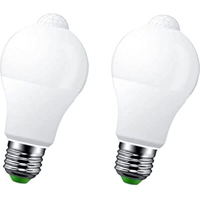 LEDLUX 2 Pezzi Lampade Led E27 Con Sensore di Movimento, 12W 1160 Lumen, Forma Bulbo A60, Bianco Freddo 6500K LEDLUX 2 Pezzi Lampade Led E27 Con Sensore di Movimento, 12W 1160 Lumen, Forma Bulbo A60, Bianco Freddo 6500K