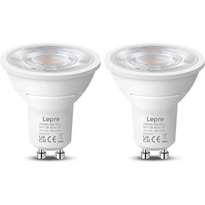 Lepro Lampadina LED GU10 Classe A, GU10 LED 2700K, Bianco Caldo Lampadine GU10 da 360lm, 2W Equivalente a 50W, Fascio Ampio 38°, Lampadine a Risparmio Energetico non Dimmerabili, 2 pezzi Lepro Lampadina LED GU10 Classe A, GU10 LED 2700K, Bianco Caldo Lampadine GU10 da 360lm, 2W Equivalente a 50W, Fascio Ampio 38°, Lampadine a Risparmio Energetico non Dimmerabili, 2 pezzi