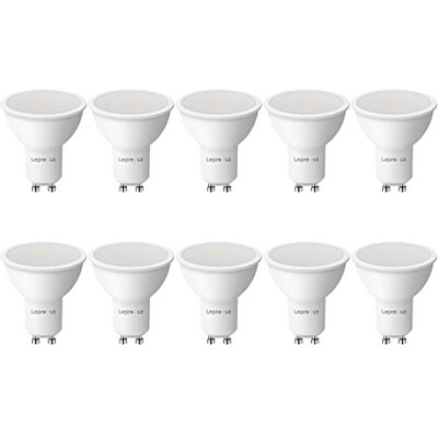 Lepro Lampadine LED GU10 4W, Faretto (Equivalenti a 50W) Luce Bianca Calda 2700K 345 Lumen, Angolo del Fascio di 100°, Lampadina Nessun Sfarfallio Non Dimmerabili Confezione da 10 Lepro Lampadine LED GU10 4W, Faretto (Equivalenti a 50W) Luce Bianca Calda 2700K 345 Lumen, Angolo del Fascio di 100°, Lampadina Nessun Sfarfallio Non Dimmerabili Confezione da 10