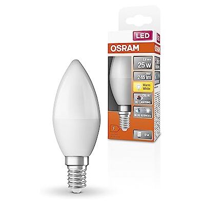 OSRAM Lampada LED SUPERSTAR+ CLASSIC B 25 FR, attacco E14, candela, 2.8W, 245lm, 2700K, luce bianca calda, componente blu e affaticamento visivo notevolmente ridotti, consumo energetico molto basso OSRAM Lampada LED SUPERSTAR+ CLASSIC B 25 FR, attacco E14, candela, 2.8W, 245lm, 2700K, luce bianca calda, componente blu e affaticamento visivo notevolmente ridotti, consumo energetico molto basso