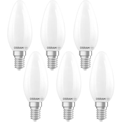 OSRAM Lampada LED Superstar B25 a forma di candela, dimmerabile, bianco caldo 2700 K, 1,8 W, E14, satinata, 250 lm, 15.000 ore, per lampadari, lampade da comodino,6-Pack OSRAM Lampada LED Superstar B25 a forma di candela, dimmerabile, bianco caldo 2700 K, 1,8 W, E14, satinata, 250 lm, 15.000 ore, per lampadari, lampade da comodino,6-Pack