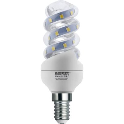 DEBFLEX Lampadina Led – Lampadina a basso consumo – Lampadina a attacco – Lampadina alogena equivalente – Lampadina a tubo torsade Smd trasparente E14 5W 6500K 480Lm DEBFLEX Lampadina Led – Lampadina a basso consumo – Lampadina a attacco – Lampadina alogena equivalente – Lampadina a tubo torsade Smd trasparente E14 5W 6500K 480Lm