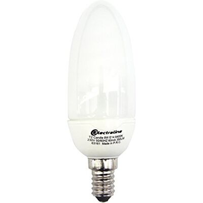 Electraline 6 Lampadine Candela Basso, Consumo Risparmio Energetico 5W=25W, Attacco Piccolo E14, Luce Fredda 6400K Electraline 6 Lampadine Candela Basso, Consumo Risparmio Energetico 5W=25W, Attacco Piccolo E14, Luce Fredda 6400K