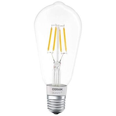 OSRAM Smart+ Lampadina LED a Filamento Compatibile con Apple HomeKit. Forma Edison, E27, 50 W, Dimmerabile OSRAM Smart+ Lampadina LED a Filamento Compatibile con Apple HomeKit. Forma Edison, E27, 50 W, Dimmerabile